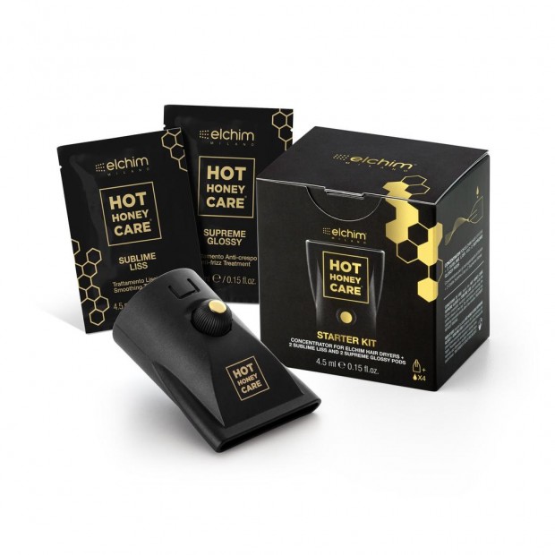 Комплект дълбоко подхранваща и възстановяваща терапия за коса с концентратор за сешоар ELCHIM Hot Honey Care – Starter Kit