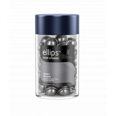 Термозащитни заздравяващи витамини за черна коса с кератин Ellips Silky Black 50 бр.